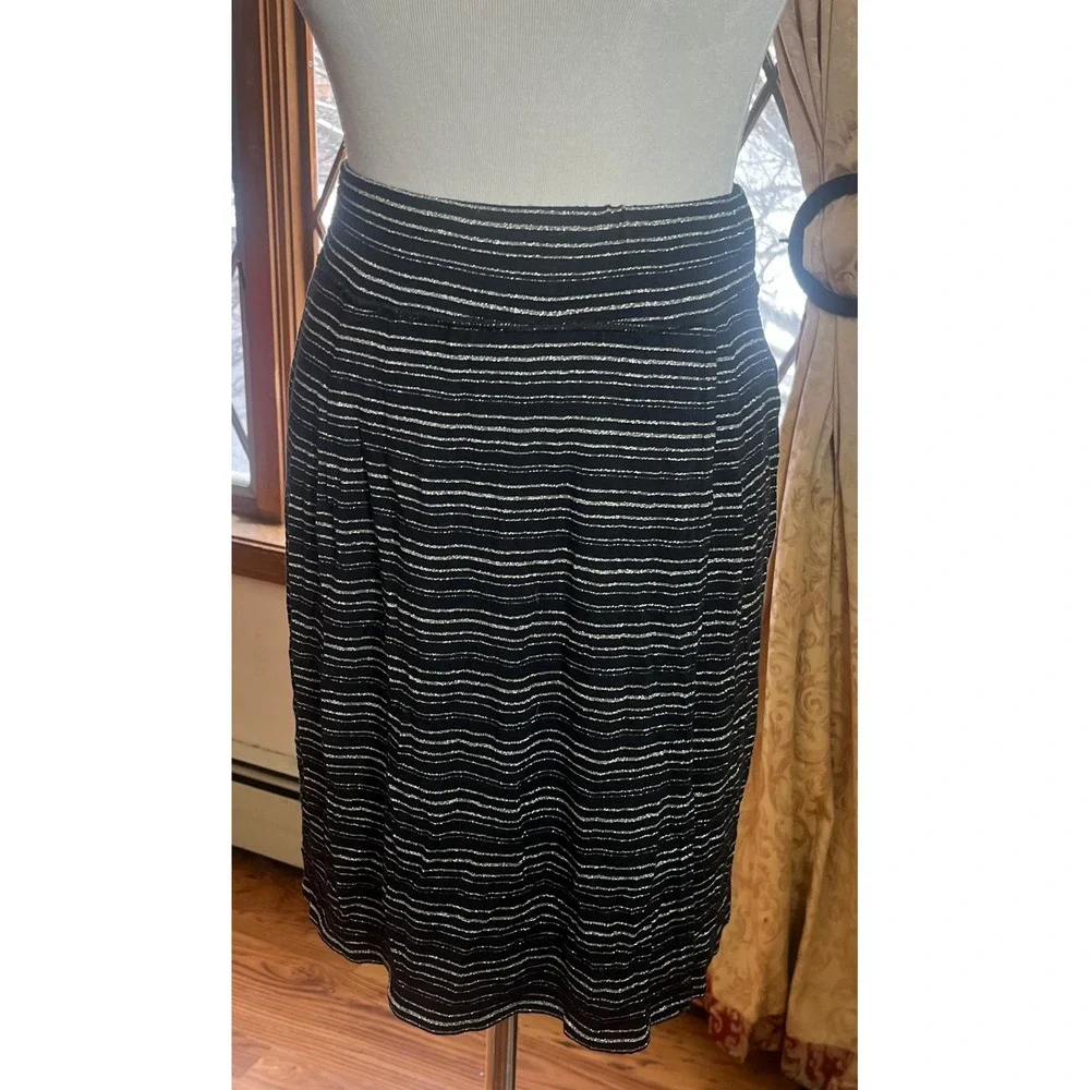 D&G Dolce & Gabbana Black Silver‎ Metallic Striped Pencil Skirt Italy Size 44 - Picture 2 of 9